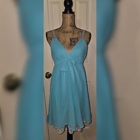 Y2K Johnny Martin Baby Blue Mini Dress/Slip Dress - Picture 2 of 5